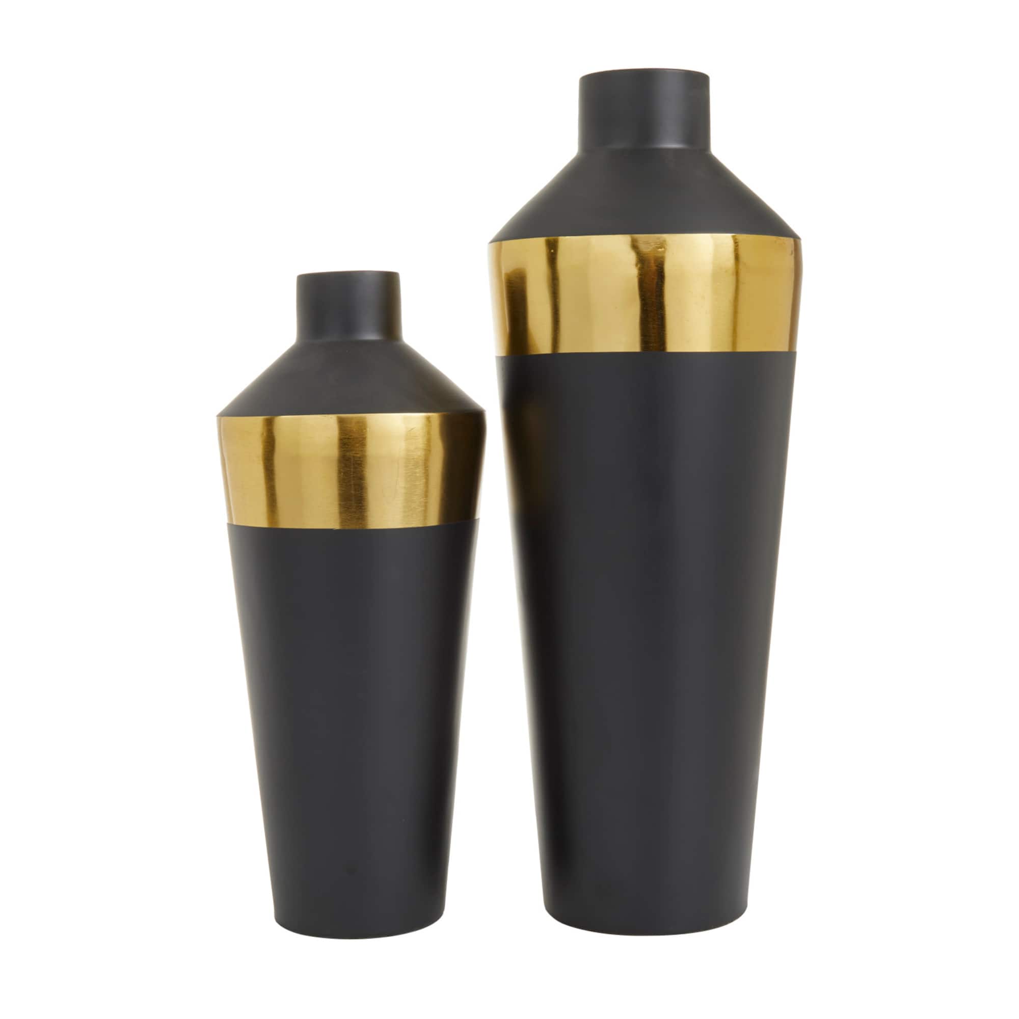 Black Metal Modern Vase, Set of 2" 20", 16"